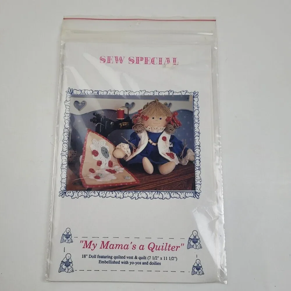 Vtg Sew Special My Mama’s A Quilter Doll pattern Craft 18” Doll And Vest Yo-yos